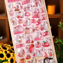 1pc/2pcs Random Cartoon 3D Rabbit Stickers, Cute DIY Mini Kawaii Dimensional Stickers For Scrapbooking, Phone Cases, Crystal Stickers - Multicolor - View 3