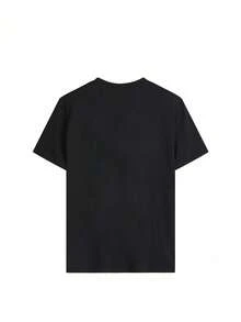 Áo thun nữ tay ngắn cổ tròn họa tiết nơ và chữ in, kiểu dáng mùa hè mới, chất liệu rộng rãi, đa năng, thời trang mặc hàng ngày. - màu đen - Xem 4