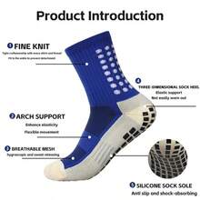 6 Pair Of Unisex Anti Odor & Sweat Absorption Crew Grip Socks With Anti Slip Silicone Thicken Bottom Tubesocks For Football Soccer Basketball Tennis Cycling - 3 đôi màu đen + 3 đôi màu đỏ - Xem 2