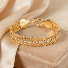 女士时尚水晶手链，适合作为情人节礼物 - 金色 - 查看 7