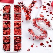 Valentine's Day Heart Glitter For Epoxy Resin Filling Holographic Red Sequins Mixed Heart Shape Paillettes DIY Keychain Pendant Handcraft Materials Mould Filler Material, DIY Crafts, Valentine's Crafts, Jewelry Casting Supplies - Red - View 2