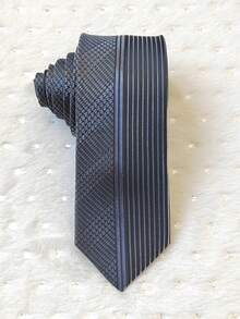 Men's Slim 3D Tie With Glitter, Slim (6cm), Casual Fabric. - 深灰色 - 查看 1