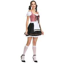 2 件套连衣裙、围裙啤酒节服装女仆装派对表演服万圣节 - 紅色 - 查看 5