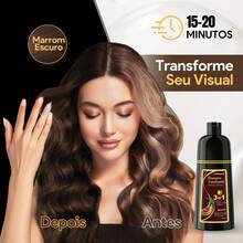 IIIMEIDU MEIDU Hair Dye, 500ml, Unisex Shampoo And Dye, 3 In 1 Long-Lasting, Effectively Covers Gray Hair, Contains Ginseng, Ginger, Black Sesame And Other Extracts For Hair Care, Suitable For All Hair Types. - 深棕色 - 查看 7