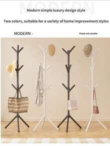 1pc High-Quality 6-Hook Coat Rack, Nordic Style Floor Standing Coat Rack, Quick Assembly, Minimalist Design, Thick Steel Pipe, Durable, Portable & Practical, Suitable For Bedroom, Living Room Storage, Hallway Tool Organization And Clothing Management. Can Store Hats, Scarves, Clothes And Other Items, Making The Room Cleaner And Tidier. - Multicolor - View 10