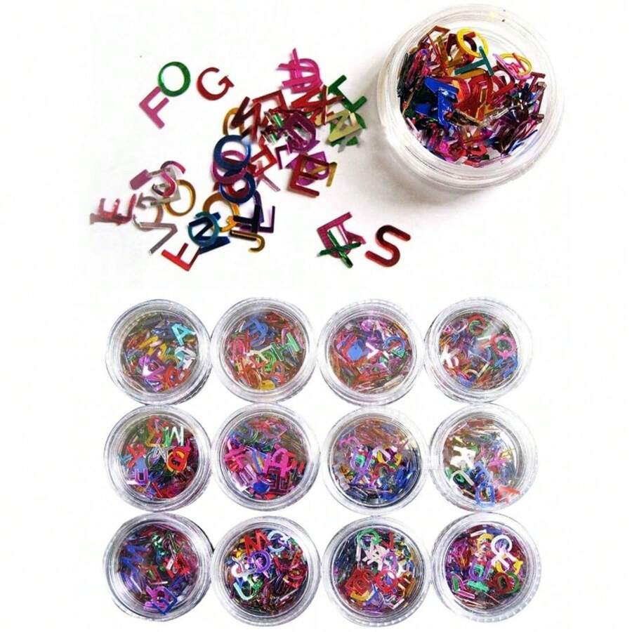 OISE ART STORE Set 12 Pz. Decorazione Unghie Lettere Alfabeto Nail Art Manicure Ricostruzione - - Multicolore - Visualizzare 1