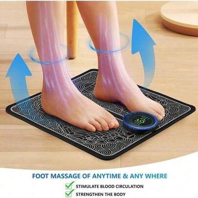 USB Rechargeable Foot Massager, Folding Portable Massage Pad With Remote Control,19 Levels 8 Massage Modes For Home And Office Use
