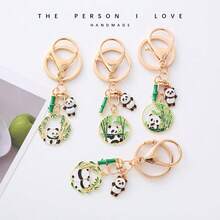 1pc 2026 Cute Panda Flower Keychain, Chinese Style Handmade Chengdu Panda Couple Pendant, Creative Bag Charm, Perfect Gift For Boyfriend, Girlfriend, Birthday, Party, Family - Multicolor - View 6