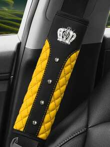 Car Seat Belt Shoulder Cover Advanced Texture Diamond Crown Seat Belt Protective Cover Universal Explosions - A - View 3