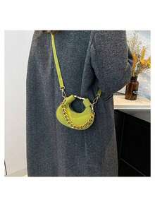 Women's Unique Niche Minimalist Crescent Moon Dumpling Bag - Designer-Inspired Micro Crossbody Purse, Adjustable Shoulder Strap Cute Mini Handbag, Ideal For Daily Wear Dating & Gifting - 綠色 - 查看 3