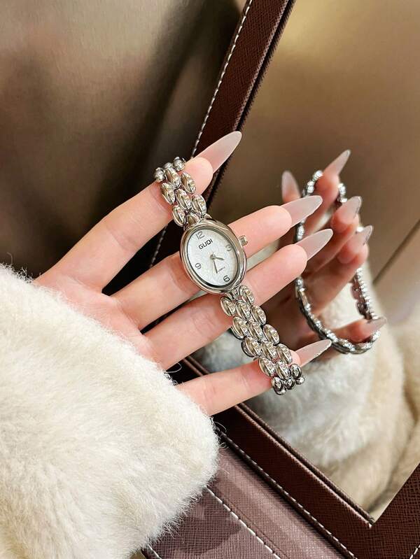 1pc Women's Quartz Watch – Silver Stainless Steel Bracelet Watch With White Dial, Fashion Elegant Timepiece For Women, Casual & Dressy Wristwatch Accessory, Minimalist Luxury Ladies Watch, Everyday Wear Bracelet Watch, Stylish Fashion Watch, Perfect Gift For Her On Birthday Valentine's Christmas