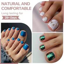 300 Pcs Gel X Toe Nail Tips 15 Sizes Extra Wide Large Toenail Tips Full Cover Matte Clear No-File Needed DIY Artificial Nails For Toes Square Shape False Toenails Tips - 自然趾甲貼片 504片/盒 - 查看 6