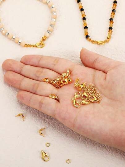 170pcs Jewelry Making Kit, Includes Alloy Lobster Clasps, Jump Rings, Connectors, Crimp Beads, Suitable For DIY Bracelet, Necklace, Jewelry Accessories, DIY Craft Supplies