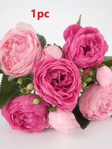 1 Bouquet/3 Bouquets Artificial Peony Mixed Flowers, Wedding Decor Bridal Bouquet, Classroom Decor, Home Decorations, Garden Party Celebrations And Birthday Gathering, Valentine Day, Gift Gifts Graduation - Hot Pink - View 8