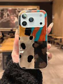 Retro Leopard Print Patchwork 4-Color Double Layer Phone Case, Compatible With Apple 17 Pro Max/17 Air/16 Pro Max/15 Pro Max/14 Pro Max/13 Pro/12 - Multicolor - View 11