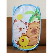 1pc Woven Dirty Clothes Basket, Foldable Toy Laundry Hamper For Storing Dirty Clothes, Nursery Storage Organizer - Multicolor - View 5