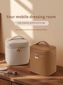 Multi-Functional, Portable, Large-Capacity Cosmetic Bag With Partitioned Storage Design, Waterproof PU Material, And Exquisite Double Zippers. Easily Accommodates Lotions, Creams, And Makeup Tools. - Multicolor - View 11