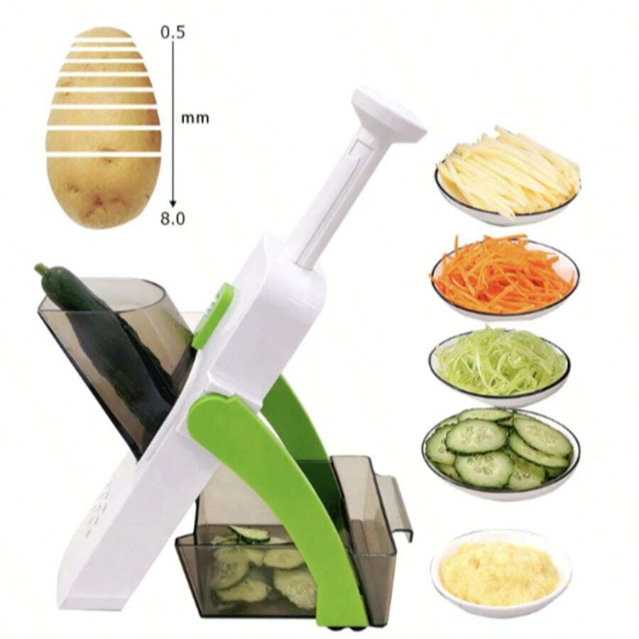 Máy cắt rau củ đa năng an toàn, máy bào khoai tây gia dụng, máy thái/cắt hạt lựu rau củ, máy cắt rau củ an toàn dạng đứng, máy bào thực phẩm, máy thái trái cây, máy thái khoai tây chiên, phụ kiện nhà bếp, dụng cụ gia dụng nhỏ. - màu xanh lá - Xem 1