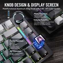 ATTACK SHARK X820Ultra 75% 无线机械游戏键盘，支持热插拔轴体，垫片式安装设计，RGB 背光，蓝牙/2.4G/有线连接，可自定义，配备智能 TFT 显示屏和旋钮，QMK 固件 - 彩色 - 查看 6