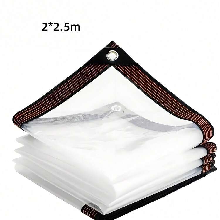 1片透明防水篷布，带缆绳环，高清可视性[防水篷布] - PE户外覆盖物，带孔眼、绳索和绑带，加固扣眼和防撕裂拉绳，高强度透明防水帆布，防紫外线、防风、防尘、防水、防雪，适用于花园雨罩、庭院围栏、温室防护 - 透明 - 查看 9