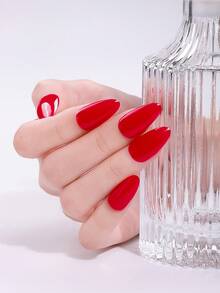 20 miếng dán móng tay gel bán khô, màu đỏ, chất lượng salon, cần sử dụng với đèn UV, thích hợp cho nữ giới tự làm móng tại nhà. Dụng cụ làm móng - Đỏ - Xem 2