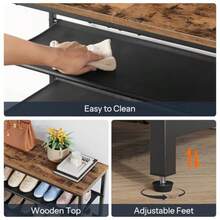 HOOBRO Shoe Rack With 4 PU Shelves 5-Tier Shoe Storage Organizer For Closet And Entryway Holds 12-16 Pairs Of Shoes Sturdy Metal Frame Small Spaces Rustic Brown And Black BF95XJ01 - Brown + Black+75 X 28.5 X 59 cm (4 Tiers) - View 4