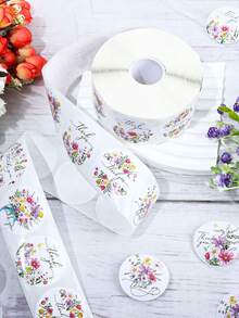 500 Stücke/Rolle Wildblumen Dankeschön Aufkleber, 2,5 cm rund, 8 bunte Blumenmuster, selbstklebende runde Siegelaufkleber für Geschenke, Umschläge, Karten, Party DIY Dekorationen, PVC Aufkleber Bögen Sammelalbum Zubehör, lustige Aufkleber Scrapbooking Zubehör Kindle - 500 Wildblumen-Dankeschön-Aufkleber - Übersicht 3