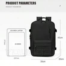 17-Inch Laptop Business Work Waterproof Backpack, Large Travel Backpack For Both Men And Women, Handbag, With Laptop Compartment, Suitable For Carry-On Luggage, Carry-On Luggage Box, Super Large Travel Backpack, Suitable For Business Trips, Travel Bag, Suitable For School, Suitable For Both Men And Women. - 黑色 - 查看 8