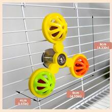 360°旋转鸟玩具，带铃铛和咀嚼球，互动笼内配件，适用于鹦鹉、玄凤鹦鹉、爱情鸟，可缓解无聊并提供精神刺激，配有金属螺丝。 - 彩色 - 查看 3