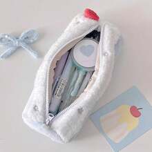 Plush Blueberries/Strawberries/Cherries Swiss Roll Pen Bag Large Capacity Pencil Case Portable Stationery Pouch Storage Bag Students Gift - Multicolor - View 10