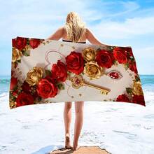 1 szt. Naszyjnik z kluczem w kolorze czerwonym i złotym, ultramiękki, duży ręcznik plażowy, superchłonny ręcznik kąpielowy, odpowiedni do podróży, basenu, nurkowania, surfingu, jogi, kempingu, dostępny w wielu rozmiarach, akcesoria plażowe na plażę, basen, podróże, kemping, wystrój łazienki do jogi - C - Zobacz 6