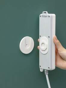 1/5/10pcs Wall Mounted Plug Hook Holder - Self-Adhesive Plug-In Socket Bracket, No Drilling Required, Removable & Reusable, Space-Saving Switch Panel Organizer, Suitable For Kitchen And Bathroom, White Plastic Outlet Cover Fits Most Power Sockets - White - View 1