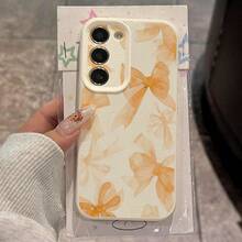 1个TPU材质橙色薄纱蝴蝶结设计时尚手机壳，兼容三星A05s、A12、A13、A14、A14 4G、A15、A21s、A23、A25、A32、A32 5G、A34、A35、A50s、A51、A52、A53、A54、A55、A71、A72、A73、S10、S20 FE、S20 Ultra、S21 Ultra、S22、S22 Plus、S23、S24、红米10C、12C、Note 10、11、12、13、Pro Plus、Note 8、9 Pro，全包防摔软壳手机保护套 - 白色 - 查看 2