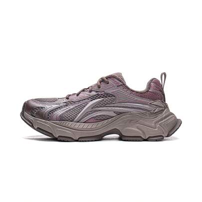 Li-Ning STARLIT L2K Women Thick-Sole Chunky Sneakers, Retro Y2K Mesh & Suede Casual Sneakers AGLW078