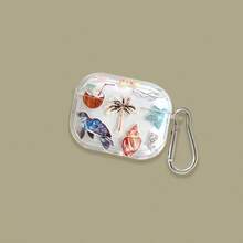 Turtle, Coconut, Shell Earphone Case, Beach Elements Earphone Case, Transparent Earphone Case With 1 Earphone Case Hanger Clip, Compatible With AirPod Case, Headphones, Compatible With AirPod Pro 3 Case, Compatible With AirPod Pro (2nd Generation), Compatible With AirPod 3, Compatible With AirPod Pro, Compatible With AirPod 1/2, Compatible With AirPod 4 Case Cover - Multicolor - View 5