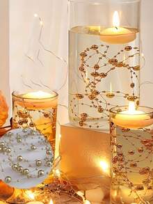 Floating Candle Vase Filler 1.4m Pearl Garland Wedding Table Decoration, Faux Pearl Beaded Plastic Chain Party Decorations, Home Decor Prop For Vases Filler Wedding Centerpiece Christmas Party Decor - Multicolor - View 6