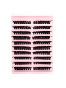 180片装蓬松D型卷翘单簇猫眼假睫毛，左右眼通用，DIY假睫毛簇，浓密自然，持久耐用，超轻盈，超柔软，可重复使用，适合新手在家、日常生活、派对、旅行、音乐节等各种场合使用。假睫毛簇，单根假睫毛，假睫毛 - 黑色 - 查看 6