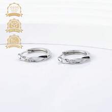 925纯银简约方晶锆石女士耳环 - 銀色 - 查看 7