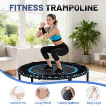 MoolSun 48 Inch Springless Fitness Trampoline, Indoor/Outdoor Sports Rebound, Quieter And Safer Exercise, Weighing 450 Pounds, Gym Jumping Aerobic Trainer, Family Adult Sports Trampoline - A-pink+40 In - View 3