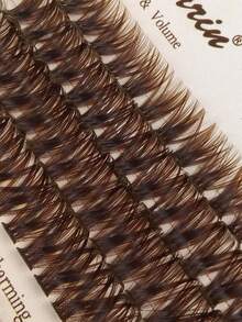 260片棕色D型卷翘三合一蓬松假睫毛套装，包含尖头、60D和80D三种卷翘度的假睫毛，长度分别为12-18mm和14-22mm，棕色尖头仙女睫毛簇，配有胶水、封层剂和镊子，可用于DIY尖头假睫毛嫁接，卡通睫毛簇，仿貂毛条纹睫毛，浓密睫毛簇，假睫毛簇，个性化假睫毛，假睫毛，节日礼物 - 棕色 - 查看 6
