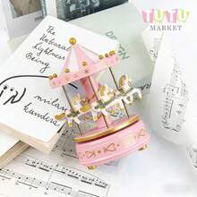 Caja De MúSica CláSica Accionada A Mano, Regalo De CumpleañOs Creativo Y RomáNtico Para Parejas, Elegante DecoracióN De Escritorio, Caja De MúSica De Carrusel Giratorio A Cuerda, Ornamento Musical Con TemáTica De Caballos Blanco-Rosa-Rojo-Azul, Caja De MúSica Decorativa Para DecoracióN De PasteleríA Y Ocasiones De Regalo, Caja De MúSica Giratoria - rosa - Ver 6