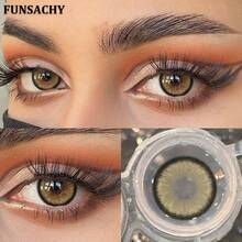 FUNSACHY 1 Pair Brown/Gray Natural Tone Disposable Lenses, Suitable For Natural Makeup - AUDREY-bROWN - View 2