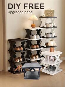 50/10/2/1 Pcs Adjustable Shoe Rack - Plastic Multi-Tier Shoe Shelf With Clear Plastic Shelves, Space-Saving Home Entryway, Closet And Bedroom Design, Easy Assembly, No Tools Required, Shoe Storage Organizer, Compact Shoe Rack, Sturdy - Multicolor - View 4