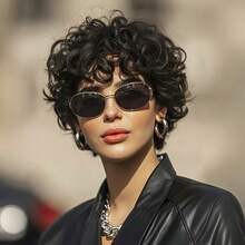 6 Inch Brazilian Remy Human Hair Wig - Natural Curly Pixie Cut With Finger Wave Texture 180% Density Human Hair Perfect For Daily Wear & Party & Holiday, 6 Inch Instant Hairstyle With Volume - Natural Black - View 4