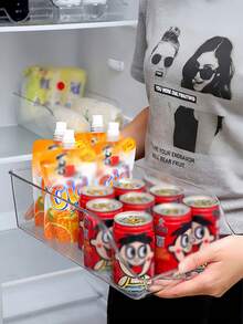 Stackable Automatic Roll-Out Design Refrigerator Cabinet Pantry Food Can Beverage Storage Rack, Clear Transparent, Space-Saving, Easy Access, Suitable For Kitchen And Apartment, Unisex Kitchen Storage Organizer - Clear - View 11