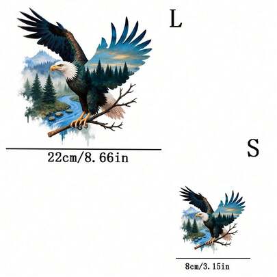 1pc/2pcs/3pcs Durable Long-Lasting Heat Transfer Stickers With Eagle Silhouette Patch, For DIY T-Shirts, Sweatshirts, Jeans, Hoodies, Backpacks, Jackets, Handbags, Pillows