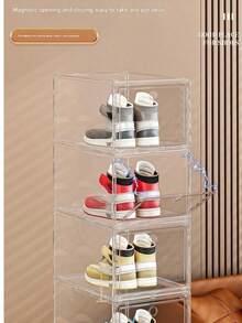 1-12PCS Fully Transparent Magnetic Front-Opening Shoe Box, Shoe Bag And Handbag Figure Storage Box, Multi-Layer Dustproof And Moisture-Proof Large Shoe Cabinet, Adopts Magnetic Opening And Closing Design, Easy Opening And Closing And Good Sealing, Fully Transparent Box, Clear Display, Dustproof And Moisture-Proof - Multicolor - View 4