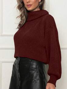 JQN Fashion Cropped Long Sleeve Modal Blouse - Burdeos - Ver 3