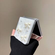 1pc Cream Color Butterfly Folding Screen Phone Case For Samsung Galaxy Z Flip7/Z Flip6/Z Flip5/Z Flip4/Z Flip3, Anti-Drop Protective Cover - White - View 4