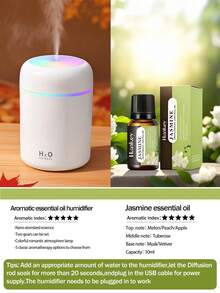 1pc 300ml Colorful Humidifier, USB Powered, With Cool Mist And Bright Ambient Light, 2 Working Modes, Auto Shut-Off, Quiet Mist, Electric Air Humidifier, Bedroom Decor Gift, Home Air Freshener, Suitable For Room Decor, Office, Living Room, Desk, Car, An Ideal Gift For Her, For Daily Air Humidifying, Refilling And Anti-Drying - 多色 - 查看 17